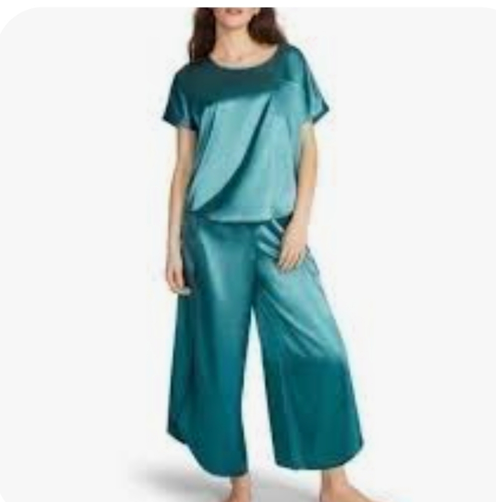 BB Dakota Teal Green 2 Piece Satin Lounge Set NWT Size XL